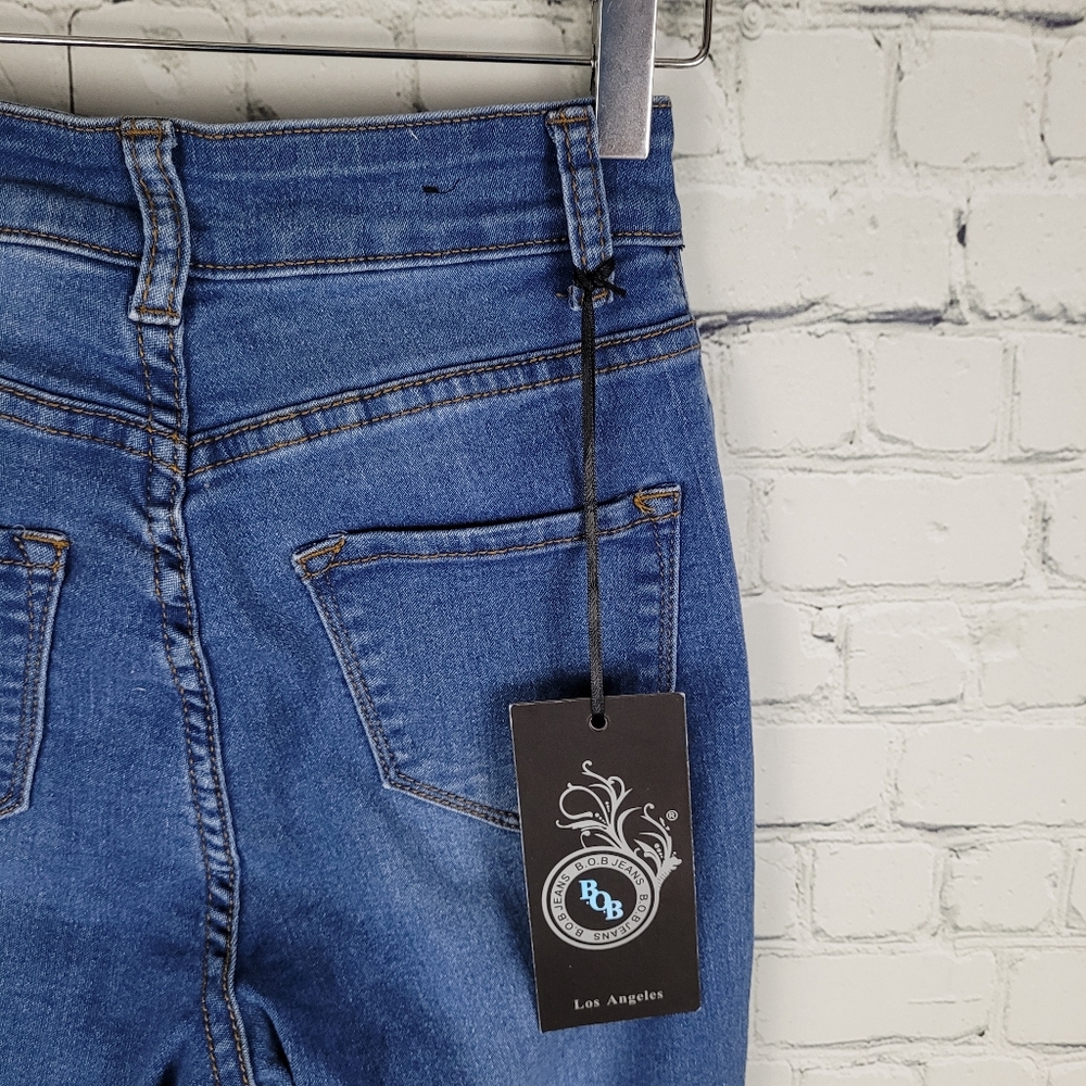 B.O.B. JEANS | Super high waist skinny distressed destroyed stretch jeans